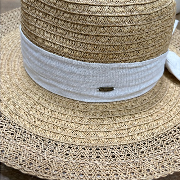 C.C Woven Straw Hat with White Ribbon - Picture 3 of 6